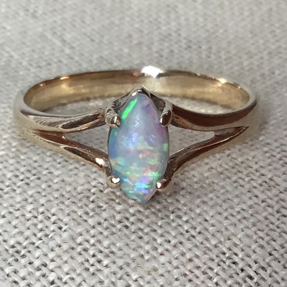 10K Gold & Natural Opal Vintage Ring - KSK - Picture 2 of 16